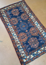 Load image into Gallery viewer, This is a very nice Antique Hamadan Carpet Runner with a Dark Blue Field, the rug has geometric shapes